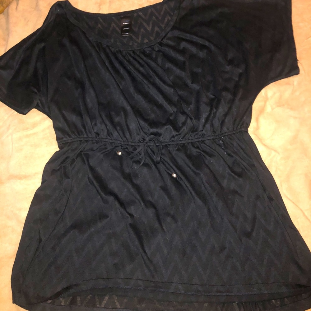 Black Sheer Top or Swimsuit cover up